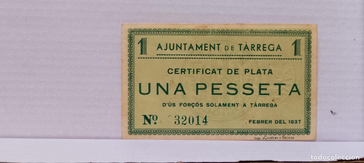 Billetes locales: BILLETE LOCAL DE 1 PESETA TARREGA 1937 GUERRA CIVL