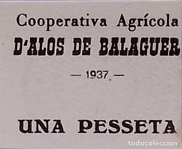 Billetes locales: BILLETE LOCAL DE 1 PESETA ALOS DE BALAGUER 1937 GUERRA CIVL