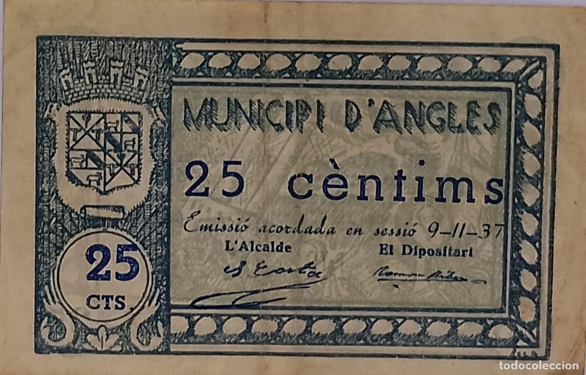 Billetes locales: BILLETE LOCAL DE 25 CENTIMOS ANGLES 1937 GUERRA CIVL