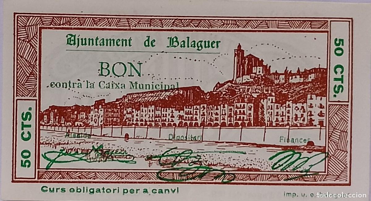 Billetes locales: BILLETE LOCAL DE 50 CENTIMOS BALAGUER 1937 GUERRA CIVL