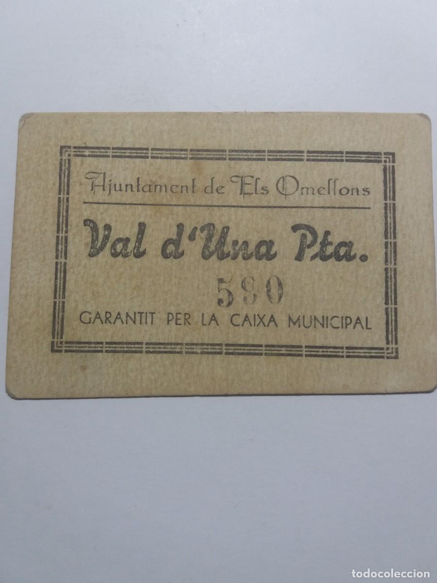 Billetes locales: Billete 1 Pesseta Ajuntament ELS OMELLONS