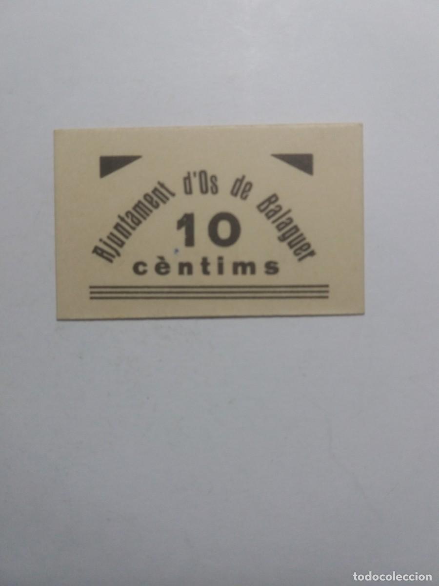 Billetes locales: Billete 10 C&egrave;ntims Ajuntament OS DE BALAGUER