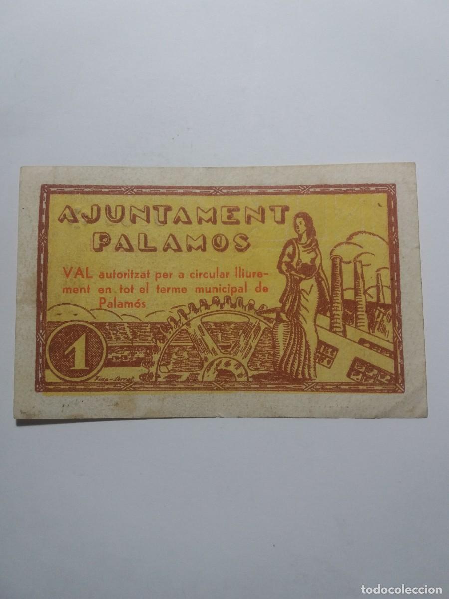 Billetes locales: Billete 1 Pesseta Ajuntament PALAMOS 11 Maig 1937
