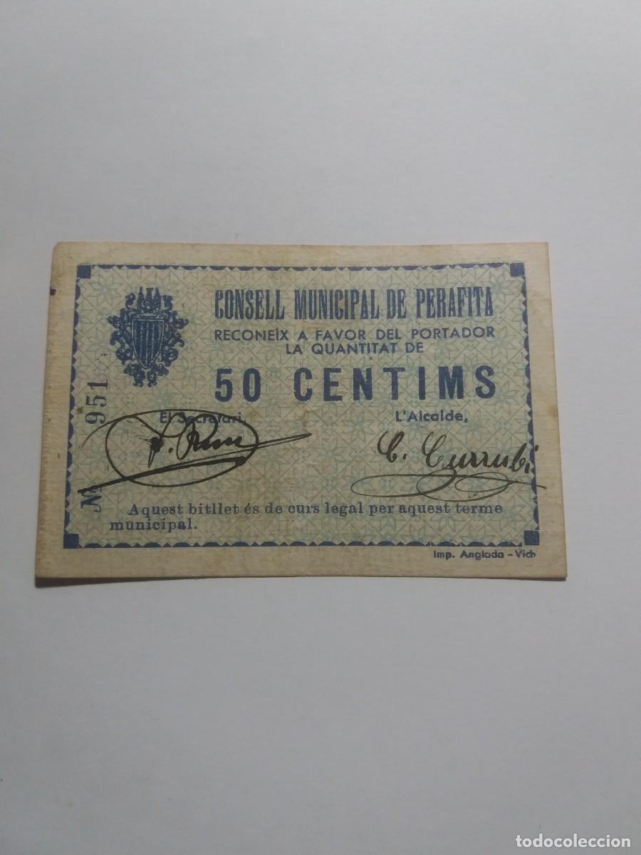 Billetes locales: Billete 50 C&egrave;ntims Consell Municipal PERAFITA