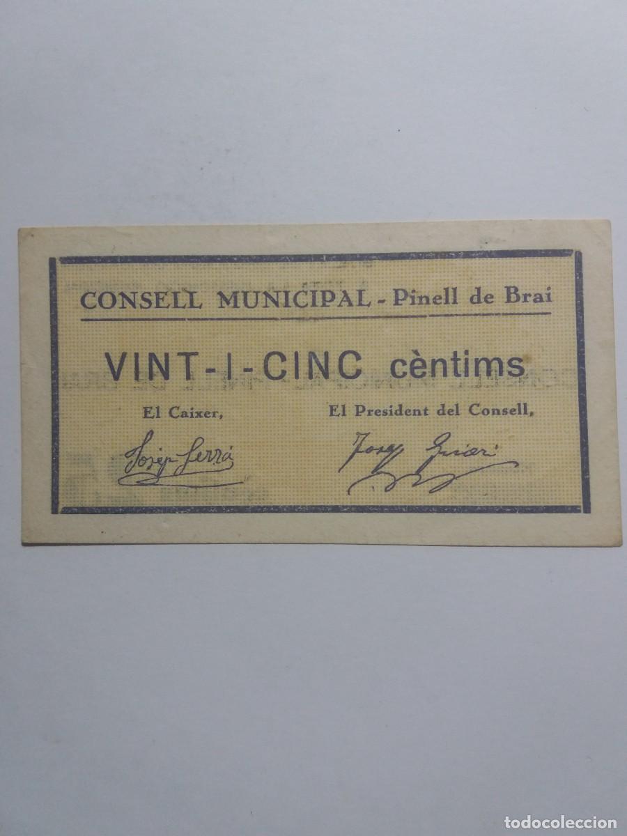 Billetes locales: Billete 25 C&egrave;ntims Consell Municipal PINELL DE BRAI