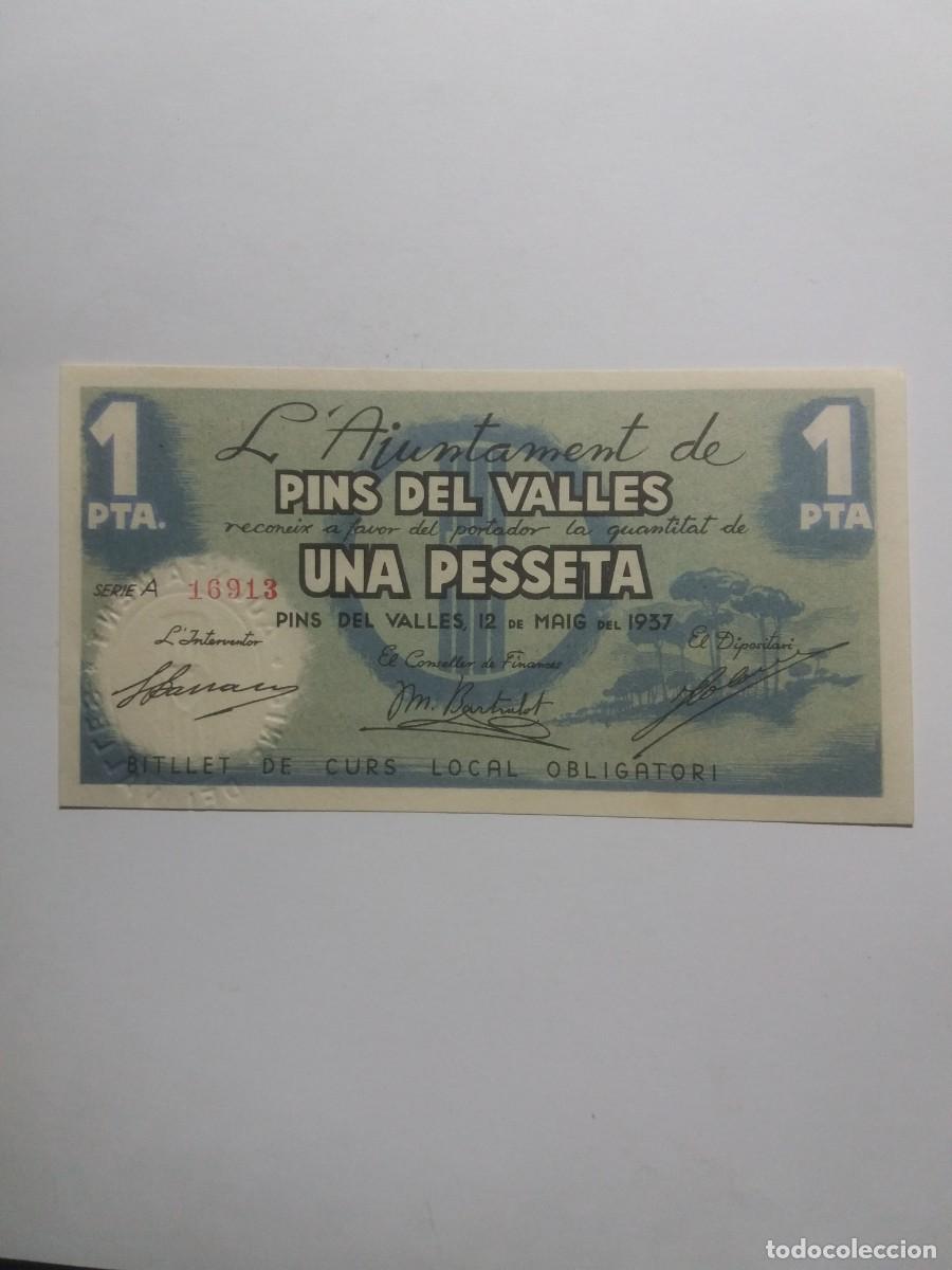 Billetes locales: Billete 1 Pesseta Ajuntament PINS DEL VALLES 12 Maig 1937