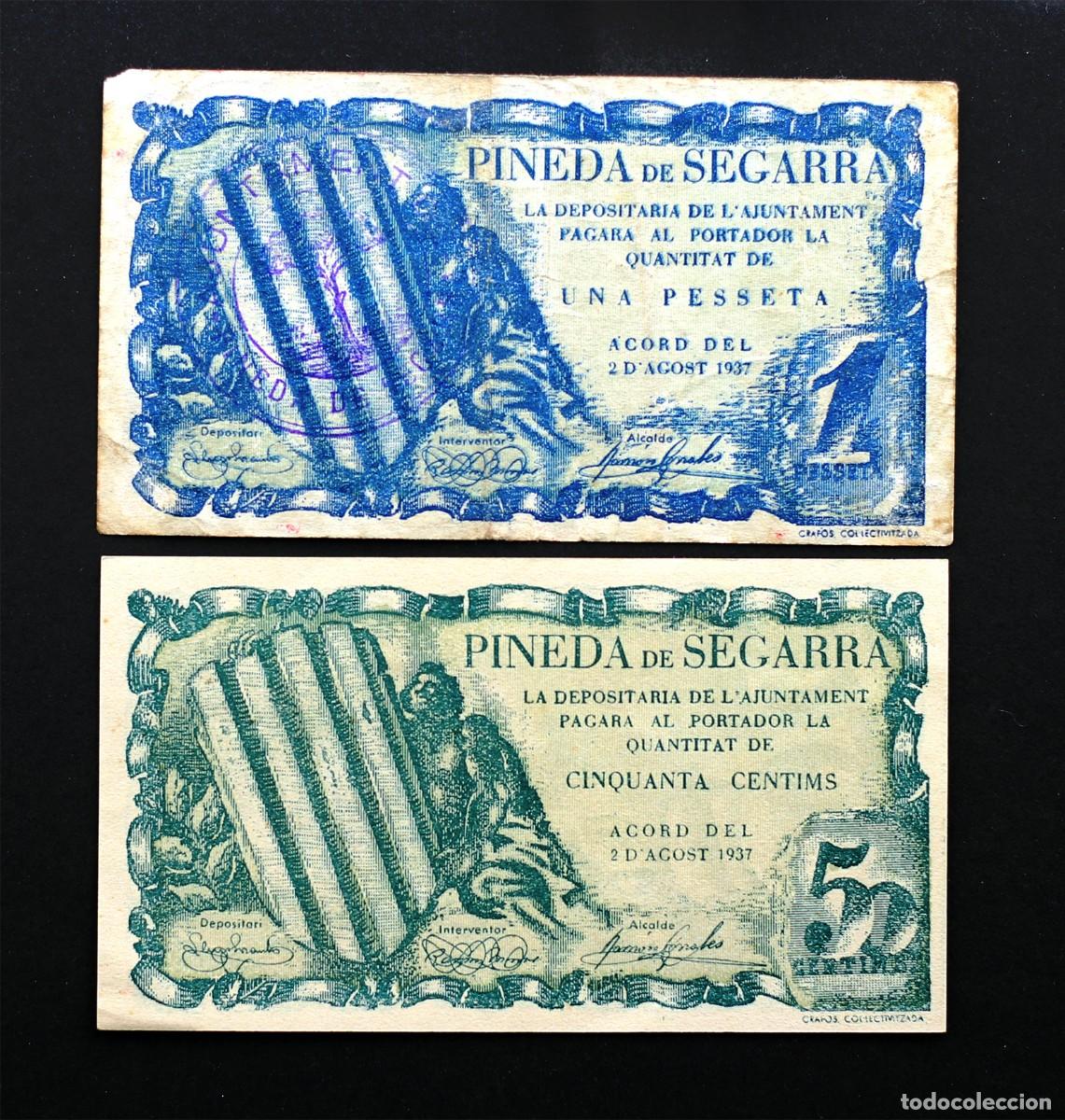 Billetes locales: SC-Spain-GUERRA CIVIL Pineda de Seguarra (Lerida). Serie Completa 1937. MBC+/SC