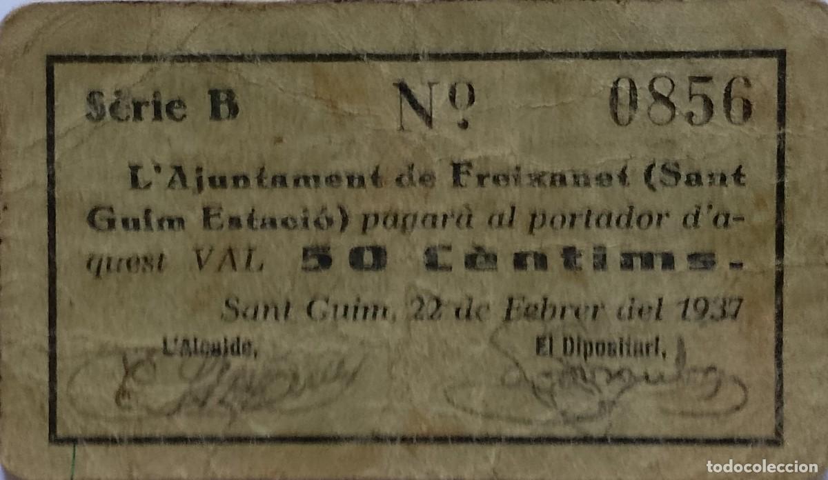 Billetes locales: BILLETE LOCAL DE FREXANET 1937 GUERRA CIVL