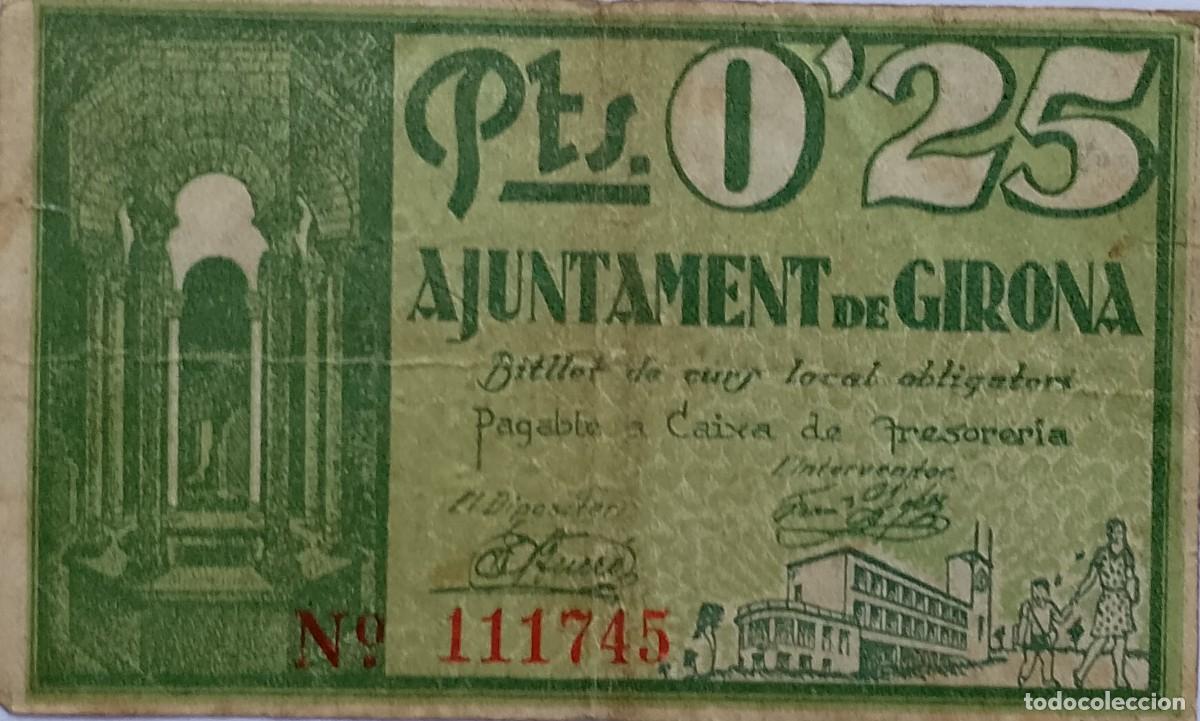 Billetes locales: BILLETE LOCAL DE 25 CENTIMOS GIRONA 1937 GUERRA CIVL