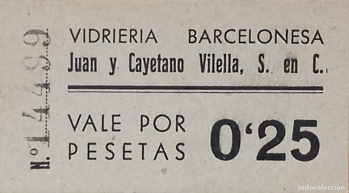 Billetes locales: BILLETE LOCAL DE 25 CENTIMOS EL VIDRIERA BARCELONESA 1937 GUERRA CIVL