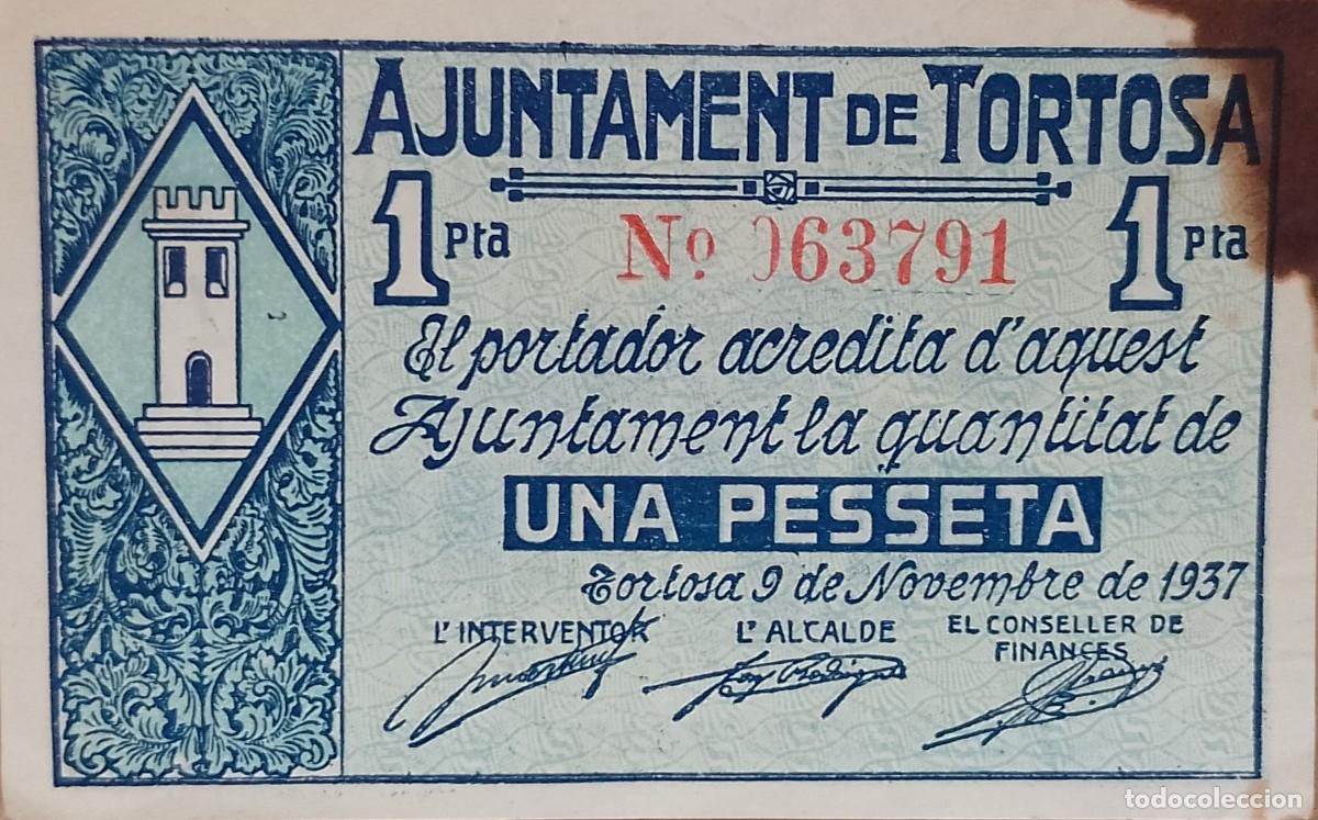 Billetes locales: BILLETE LOCAL DE 1 PESETA TORTOSA 1937 GUERRA CIVL