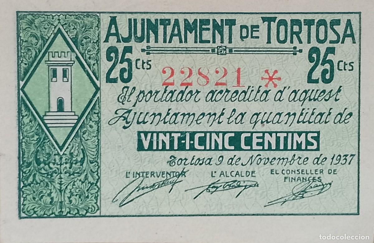 Billetes locales: BILLETE LOCAL DE 25 CENTIMOS TORTOSA 1937 GUERRA CIVL
