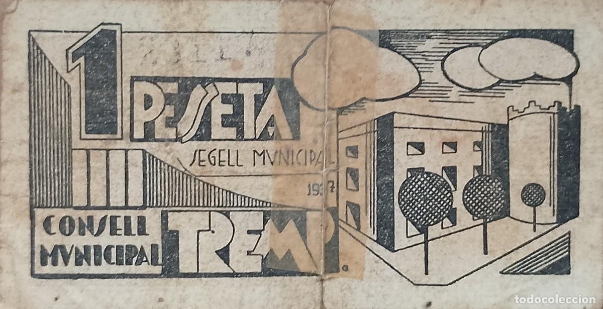 Billetes locales: BILLETE LOCAL DE 1 PESETA TREMP 1937 GUERRA CIVL