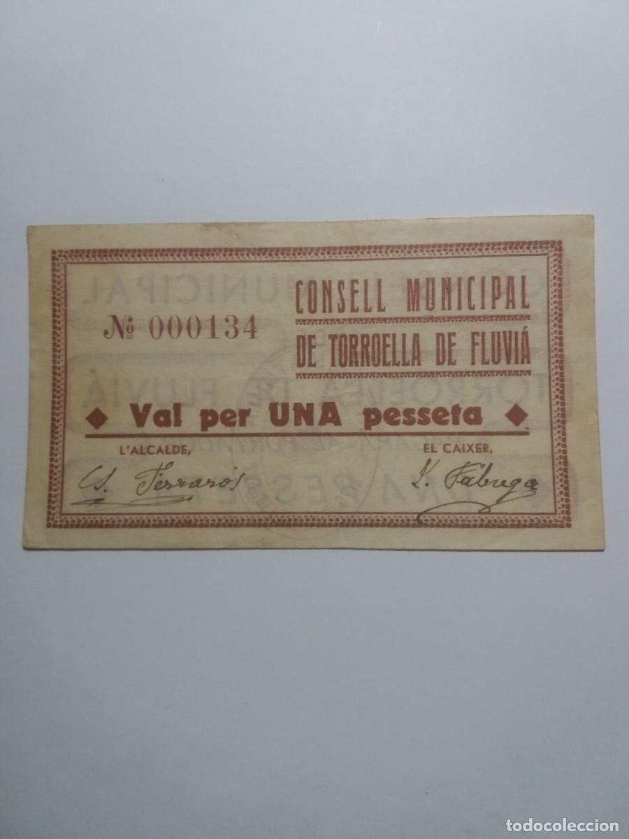 Billetes locales: Billete 1 pesseta Consell Municipal TORROELLA DE FLUVI&Aacute;
