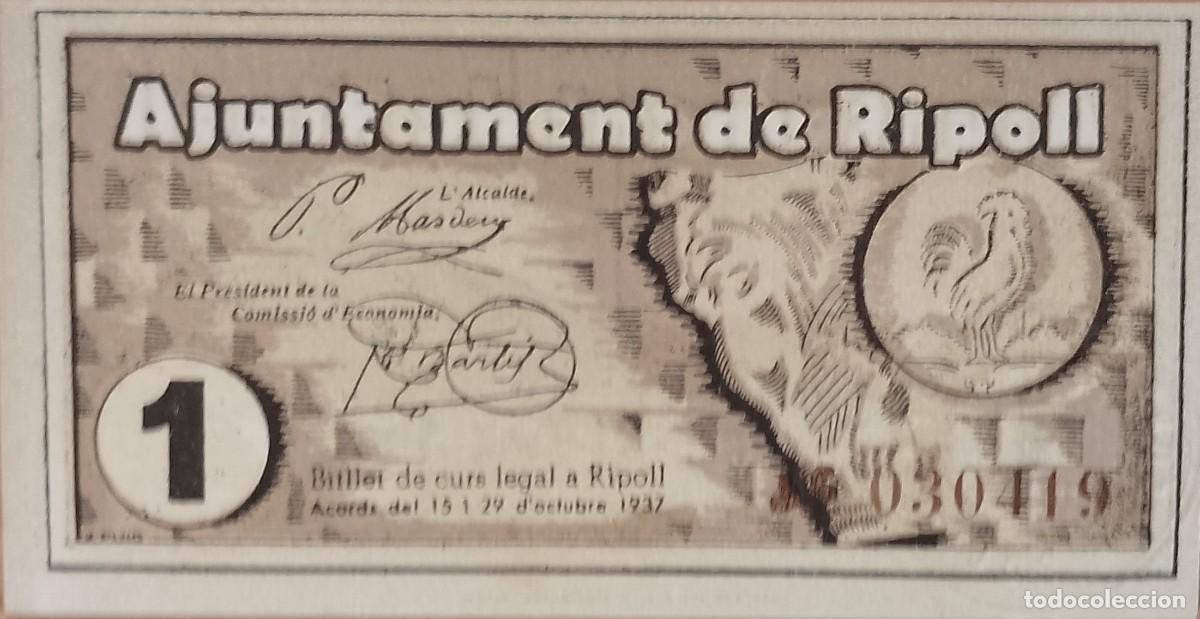 Billetes locales: BILLETE LOCAL DE 1 PESETA RIPOLL 1937 GUERRA CIVL