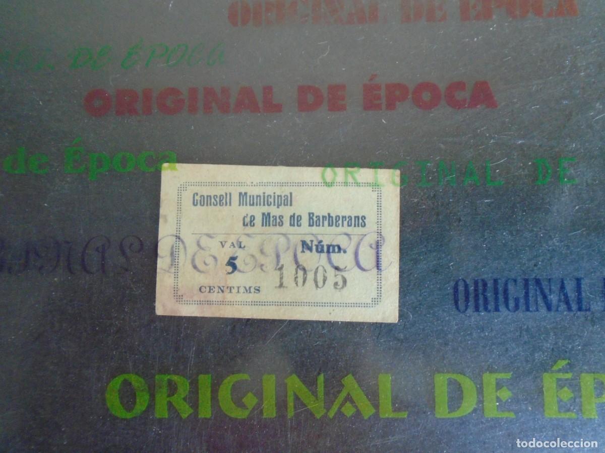 Billetes locales: (YA-003)VAL DE 5 CENTIMS CONSELL MUNICIPAL DE MAS DE BARBERANS - GUERRA CIVIL
