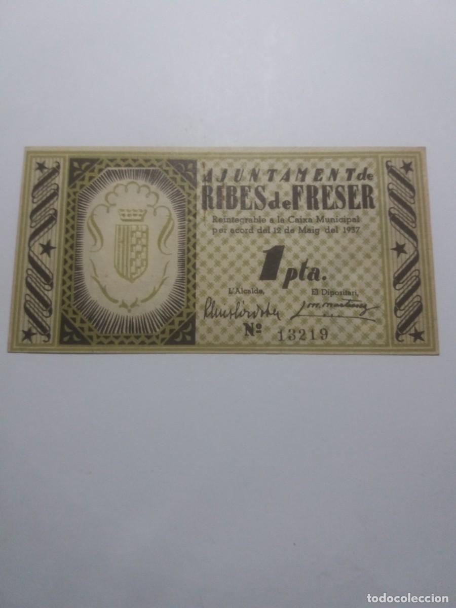 Billetes locales: Billete 1 Pesseta Ajuntament RIBES DE FRESER 12 Maig 1937