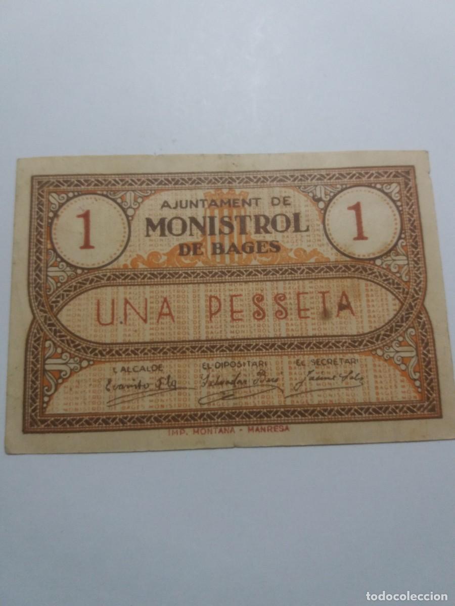 Billetes locales: Billete 1 Pesseta Ajuntament MONISTROL DE BAGES
