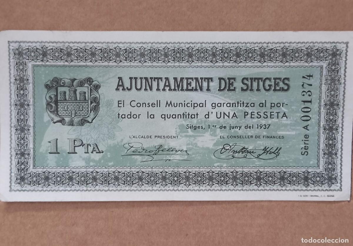 Billetes locales: BILLETE LOCAL DE 1 PESETA SITGES 1937 GUERRA CIVL