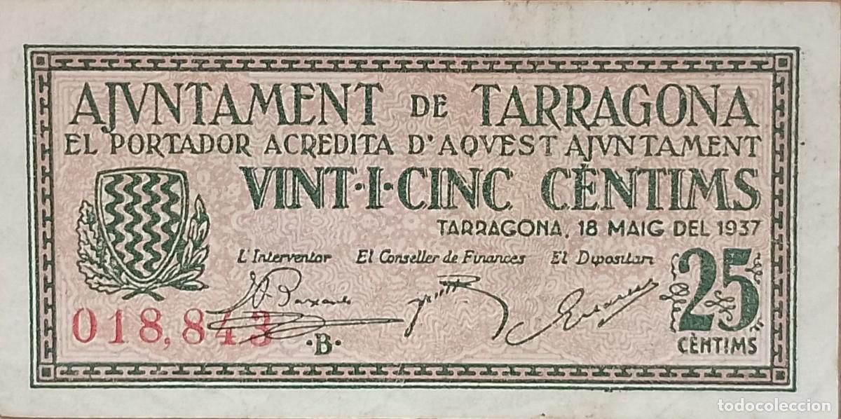 Billetes locales: BILLETE LOCAL DE 25 CENTIMOS TARRAGONA 1937 GUERRA CIVL