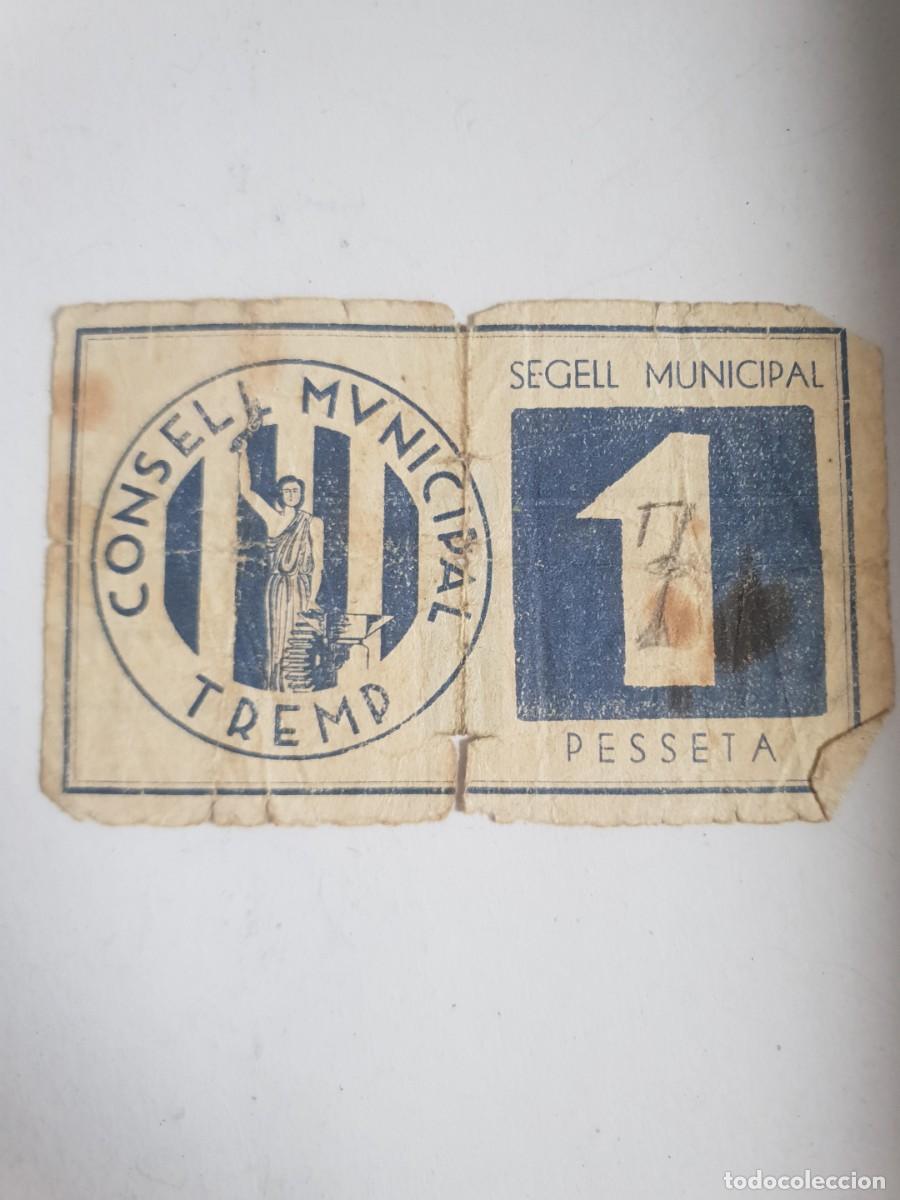 Billetes locales: Billete. Guerra civil. Republica espa&ntilde;ola 1937. 1 peseta consell municipal tremp. Muy raro.