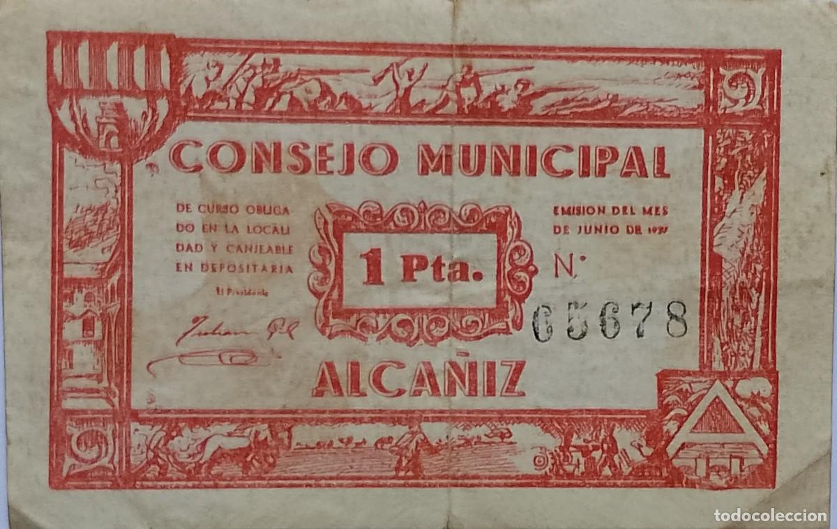 Billetes locales: BILLETE LOCAL DE 1 PESETA ALCA&Ntilde;IZ 1937 GUERRA CIVL
