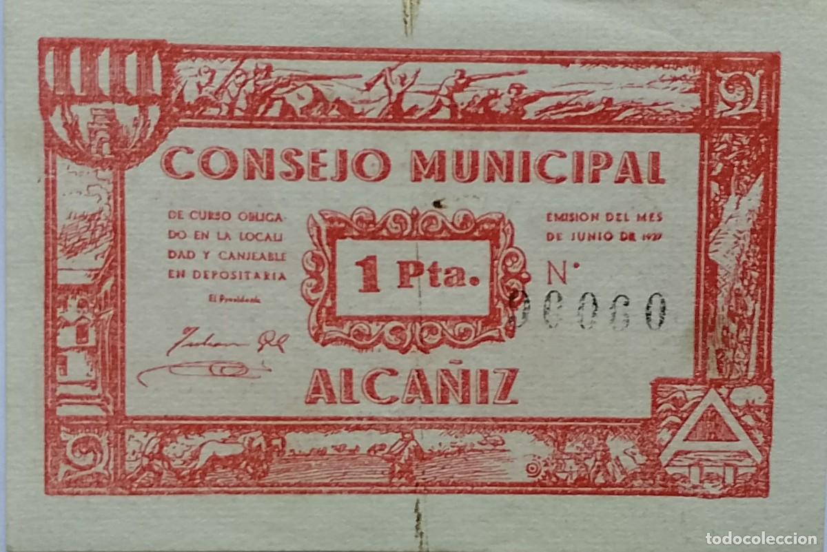 Billetes locales: BILLETE LOCAL DE 1 PESETA ALCA&Ntilde;IZ 1937 GUERRA CIVL