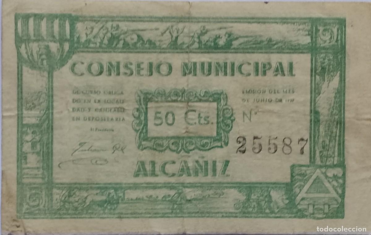 Billetes locales: BILLETE LOCAL DE 5O CENTNTIMOS ALCA&Ntilde;IZ 1937 GUERRA CIVL