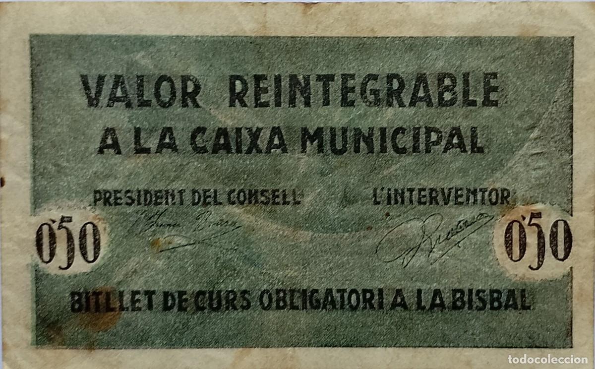 Billetes locales: BILLETE LOCAL DE 50 CENTNTIMOS LA BISBAL 1937 GUERRA CIVL