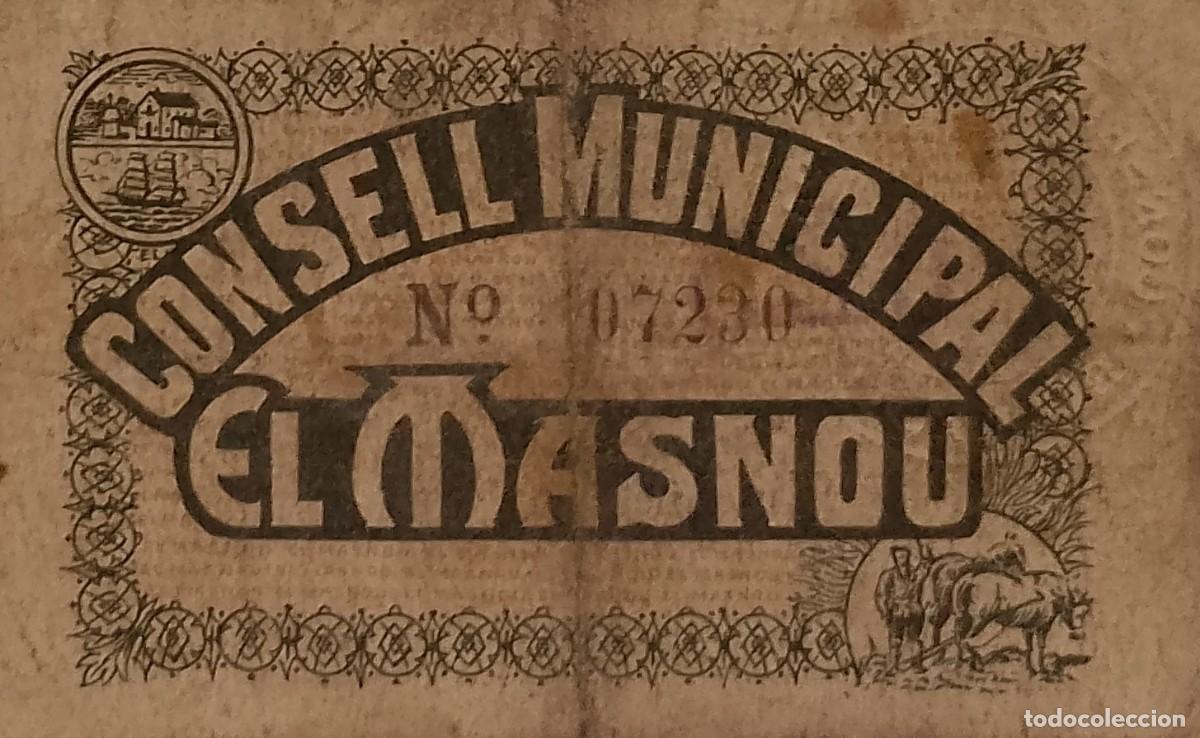 Billetes locales: BILLETE LOCAL DE 25 CENTNTIMOS EL MASNOU 1937 GUERRA CIVL