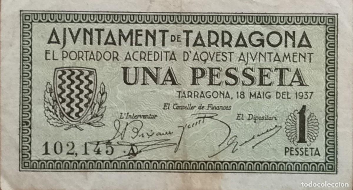Billetes locales: BILLETE LOCAL DE 1 PESETA TARRAGONA 1937 GUERRA CIVL