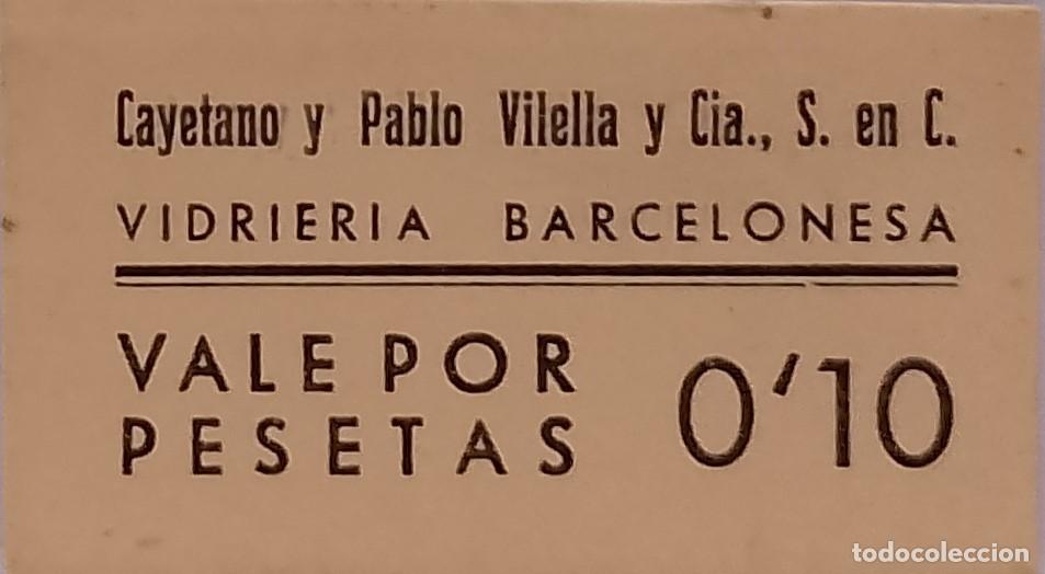Billetes locales: BILLETE LOCAL DE 10 CENTIMOS VIDRIERA BARCELONESA 1937 GUERRA CIVL