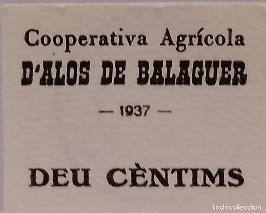 Billetes locales: BILLETE LOCAL DE 10 CENTIMOS ALOS DE BALAGUER 1937 GUERRA CIVL