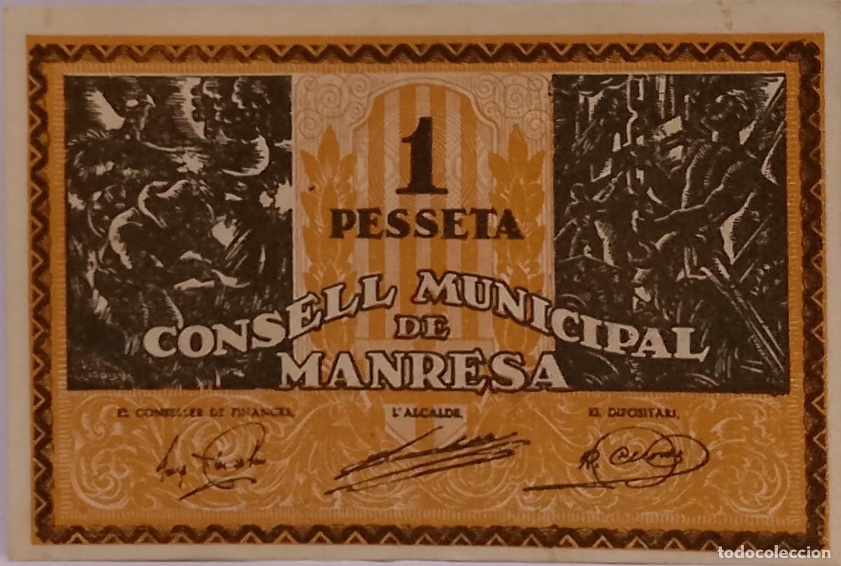 Billetes locales: BILLETE LOCAL DE 1 PESETA MANRESA 1937 GUERRA CIVL