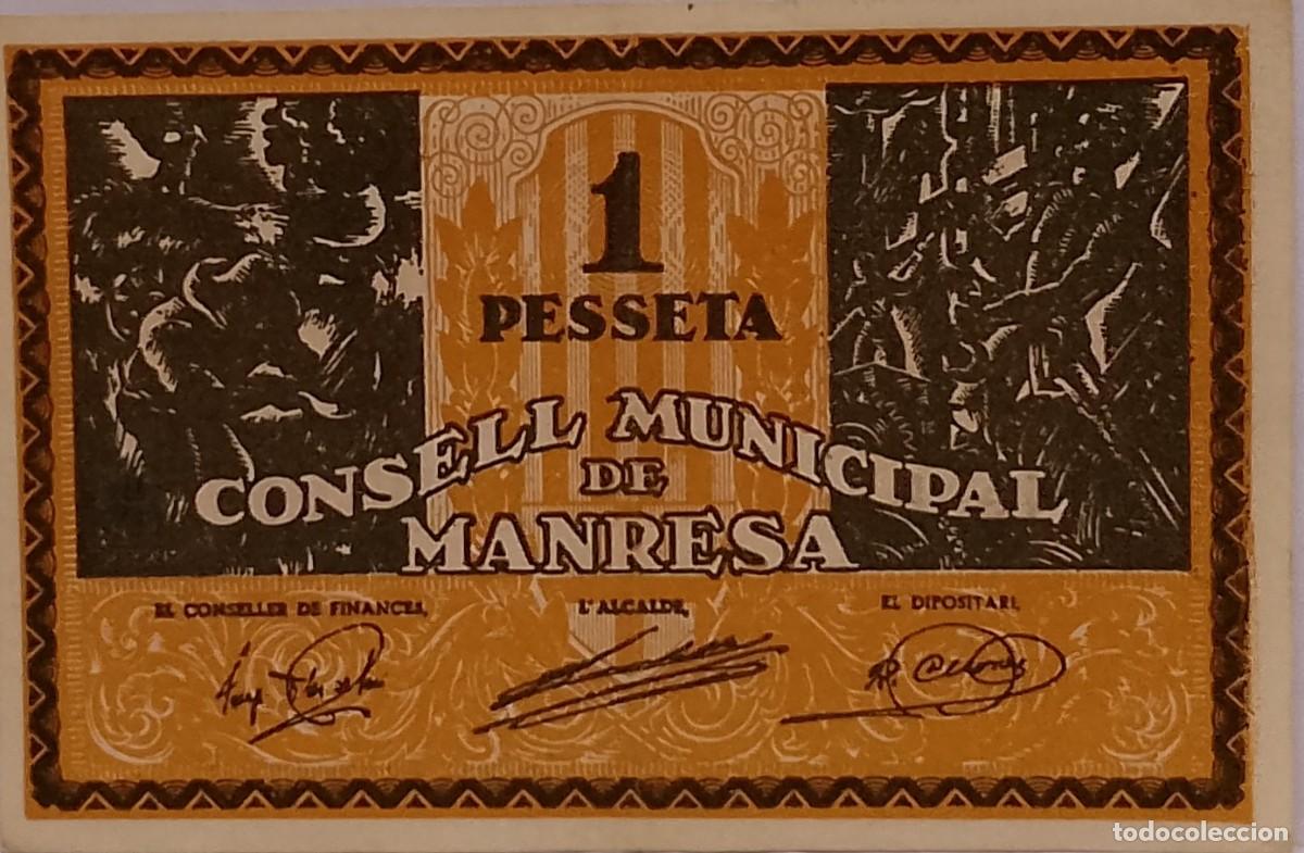 Billetes locales: BILLETE LOCAL DE 1 PESETA MANRESA 1937 GUERRA CIVL