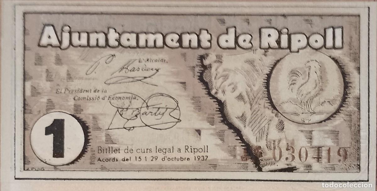 Billetes locales: BILLETE LOCAL DE 1 PESETA DE RIPOLL 1937 GUERRA CIVL