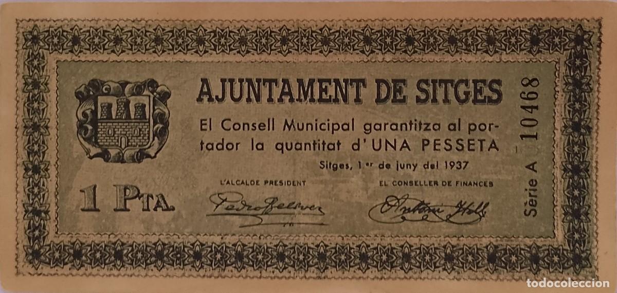 Billetes locales: BILLETE LOCAL DE 1 PESETA DE SITGES 1937 GUERRA CIVL