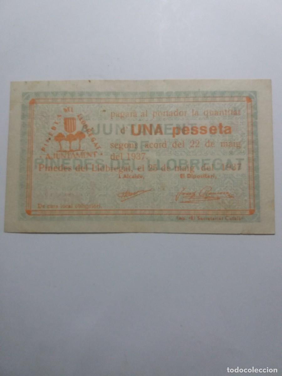 Local Banknotes: Billete 1 Pesseta Ajuntament PINEDES DEL LLOBREGAT 22 Maig 1937