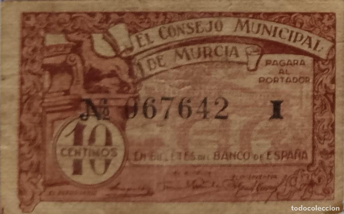 Billetes locales: BILLETE LOCAL DE 10 CENTIMOS MURCIA 1937 GUERRA CIVL