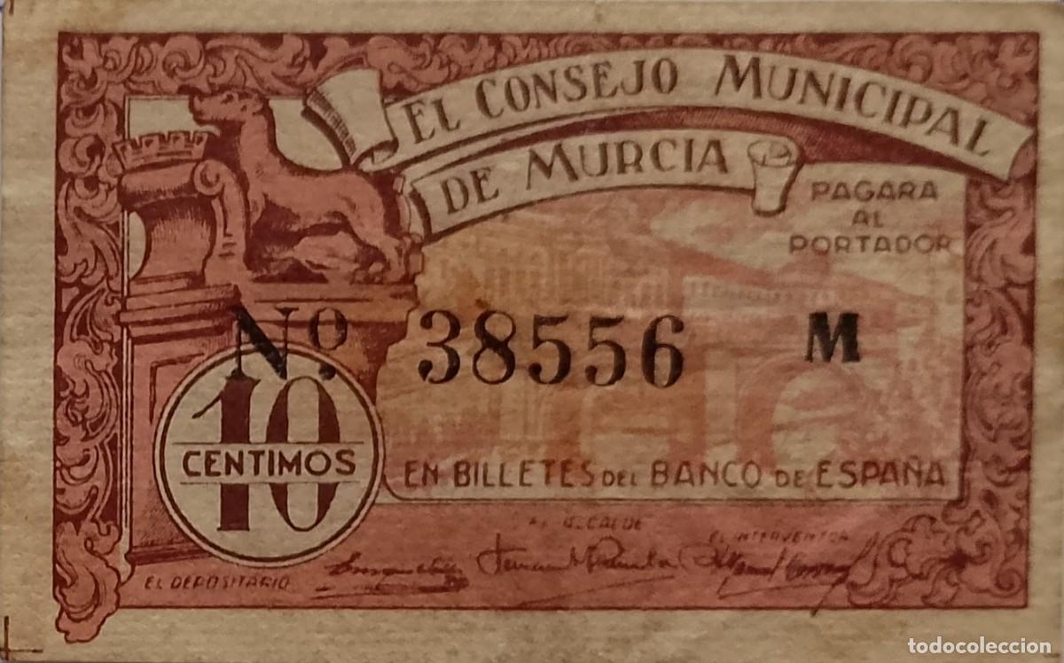 Billetes locales: BILLETE LOCAL DE 10 CENTIMOS MURCIA 1937 GUERRA CIVL