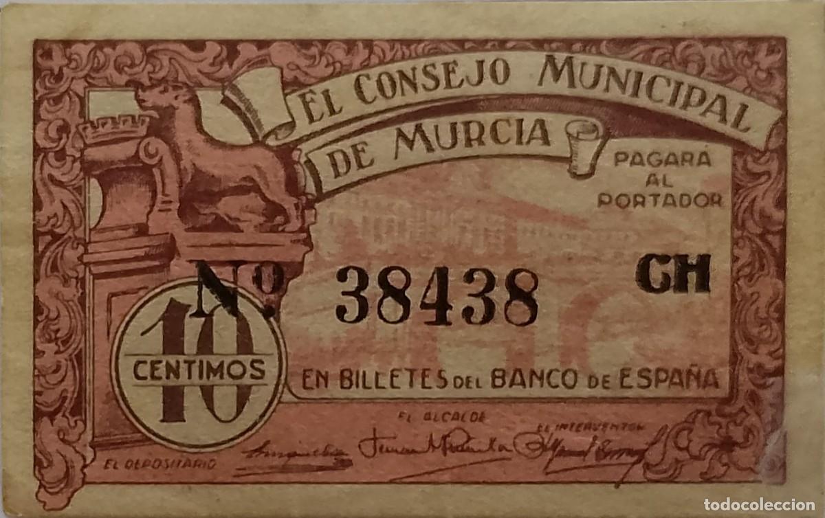Billetes locales: BILLETE LOCAL DE 10 CENTIMOS MURCIA 1937 GUERRA CIVL