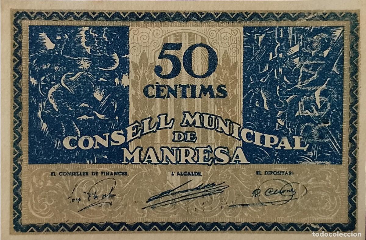 Billetes locales: BILLETE LOCAL DE 50 CENTIMOS MANRESA 1937 GUERRA CIVL