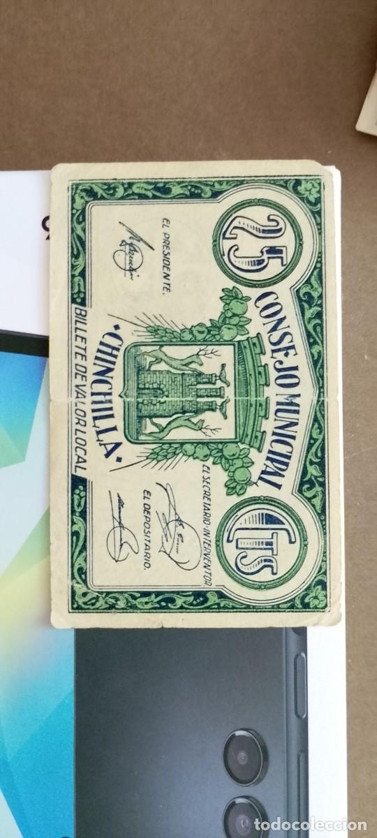Billetes locales: BILLETE LOCAL DE 25 CENTIMOS CHINCHILLA1937 GUERRA CIVL
