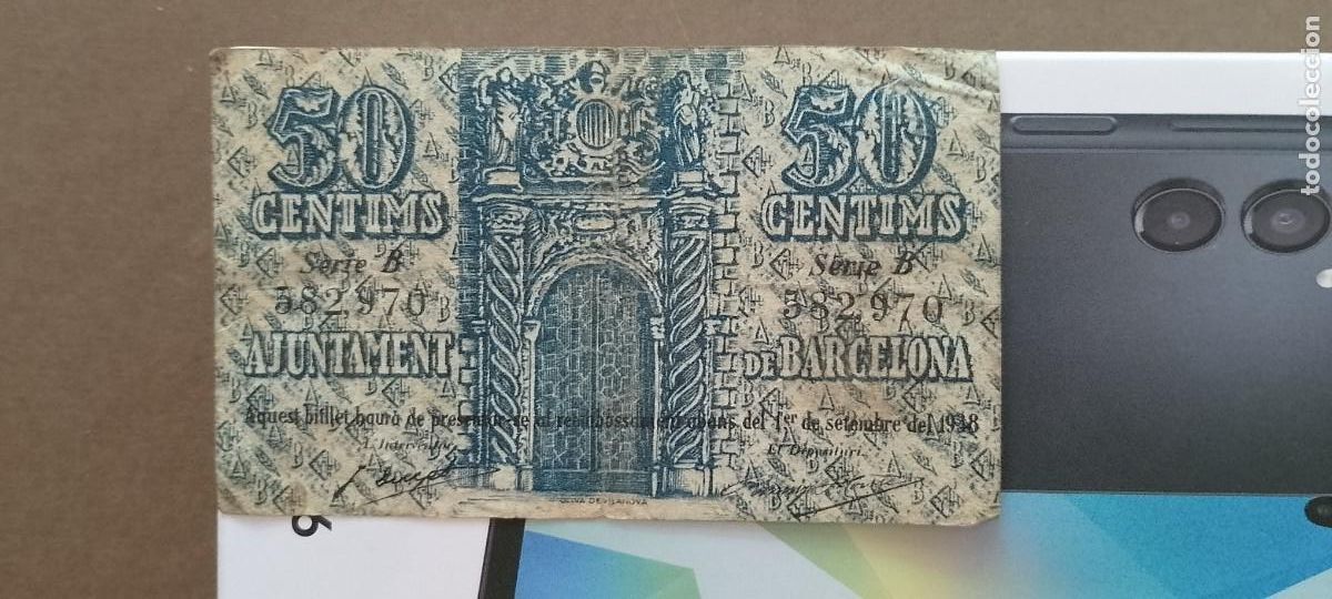 Billetes locales: BILLETE LOCAL DE 50 CENTIMOS BARCELONA 1937 GUERRA CIVL