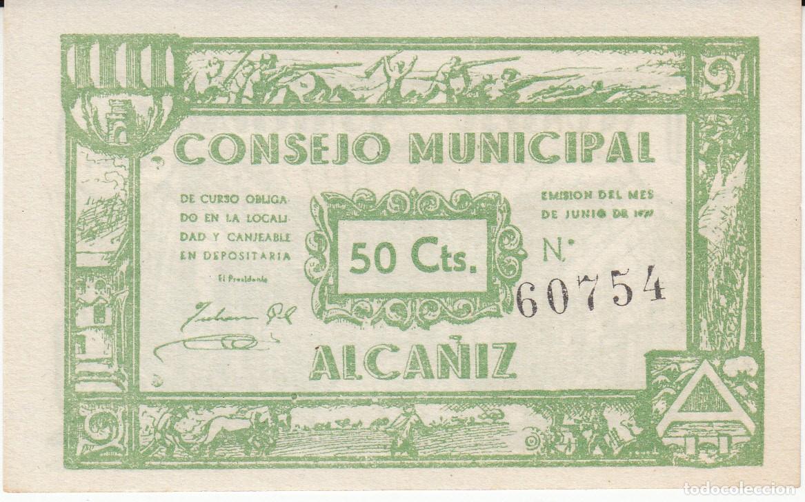 Local Banknotes: BILLETE LOCAL GUERRA CIVIL -CONSEJO MUNICIPAL DE ALCA&Ntilde;IZ - 50 CTS.