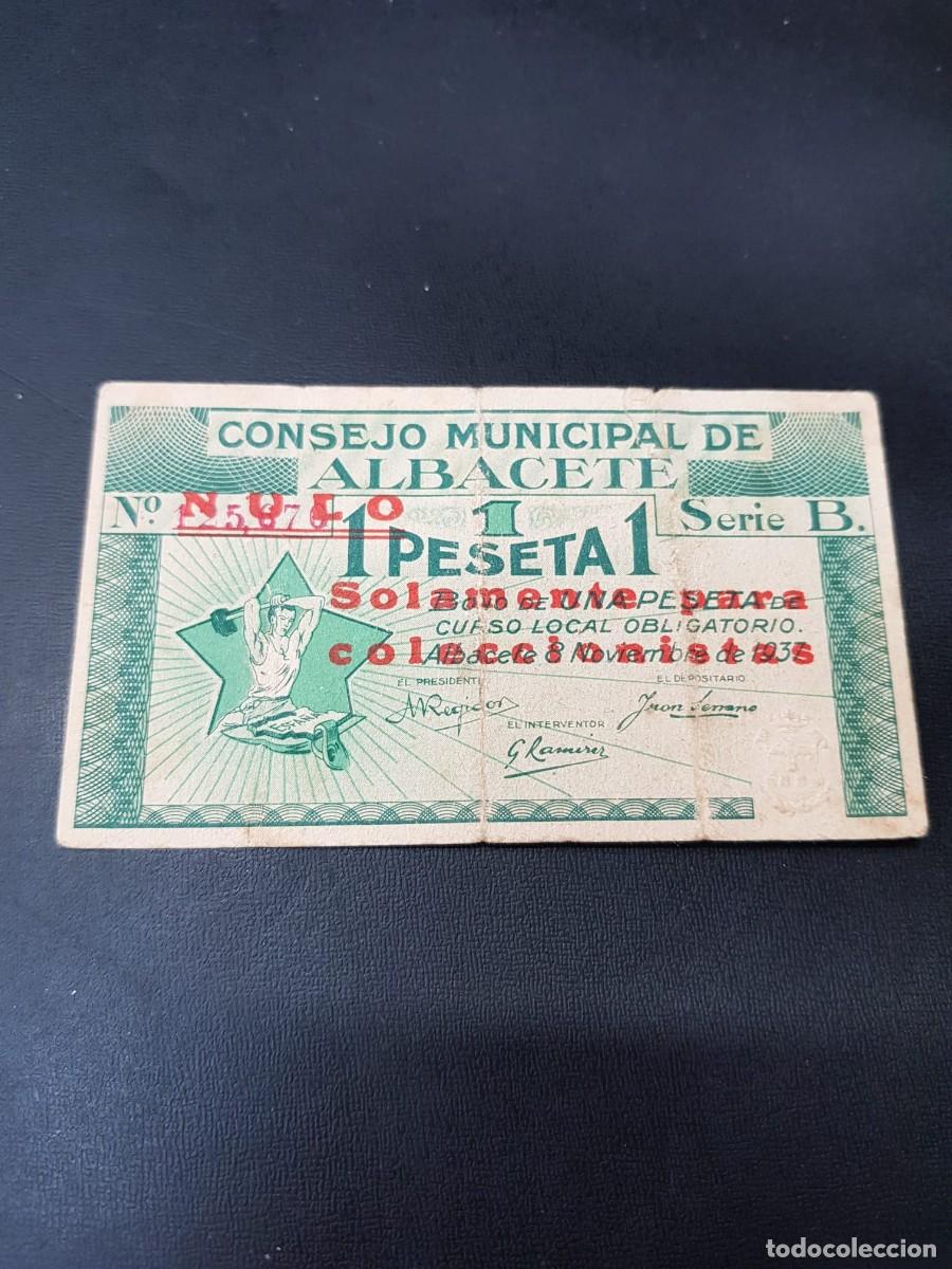 Billetes locales: CONSEJO MUNICIPAL DE ALBACETE-1 PESETA-8 DE NOVIEMBRE DE 1937