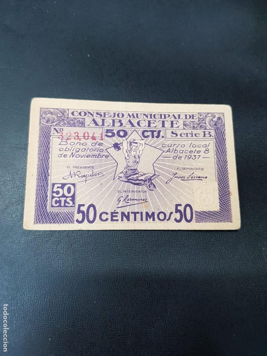 Billetes locales: CONSEJO MUNICIPAL DE ALBACETE-50 CENTIMOS-8 DE NOVIEMBRE DE 1937