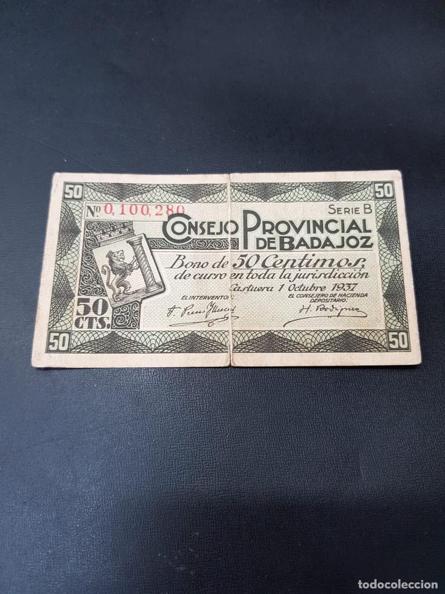 Billetes locales: CONSEJO PROVINCIAL DE BADAJOZ-50 CENTIMOS-1 DE OCTUBRE 1937