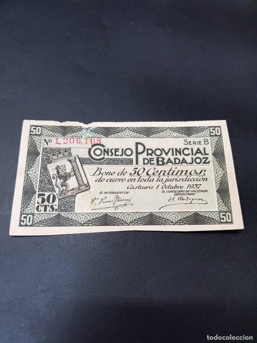 Billetes locales: CONSEJO PROVINCIAL DE BADAJOZ-50 CENTIMOS-1 DE OCTUBRE 1937