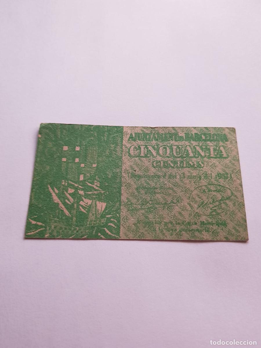 Banconote locali: AYUNTAMIENTO DE BARCELONA- 50 CENTIMOS 13 DE MAYO DE 1937